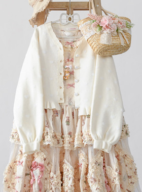 【小心心】原创洛丽塔开衫毛衣厚外搭针织软妹长袖荷叶边少女可爱