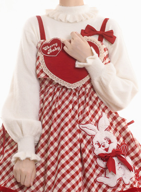 软咩咩仿貂绒秋冬打底可爱泡泡袖Lolita高领毛衣针织保暖内搭