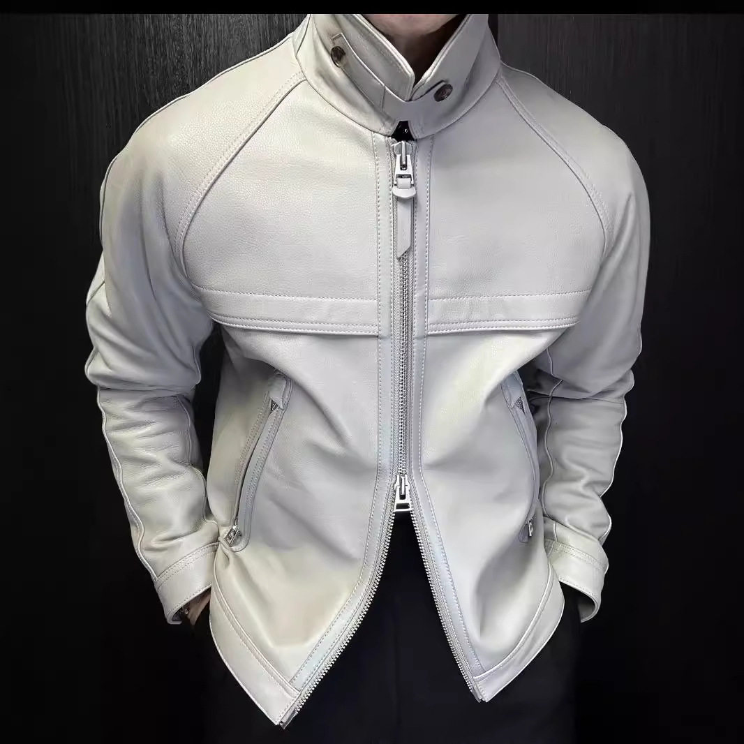 TF斯坦森同款山羊皮外套大牌平替男士皮夹克翻领春秋款爆款柔软新