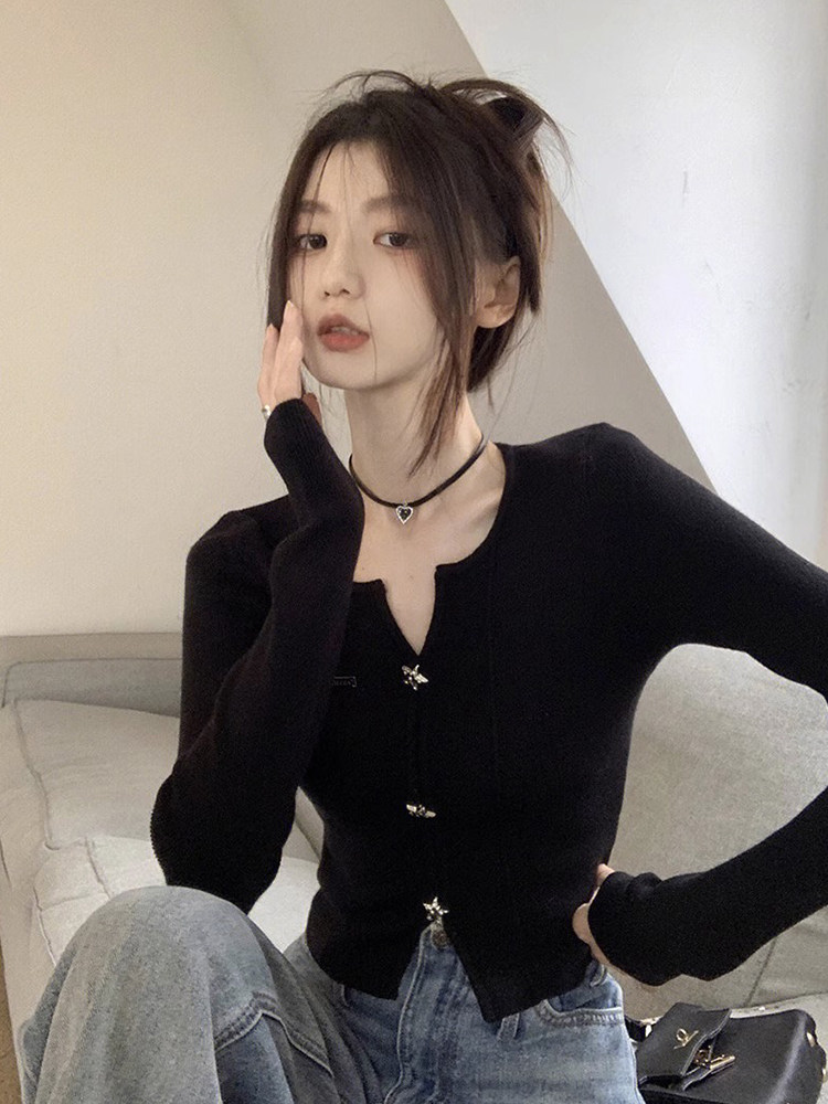 针织开衫女春秋2025新款修身显瘦小个子短款打底内搭毛衣长袖上衣