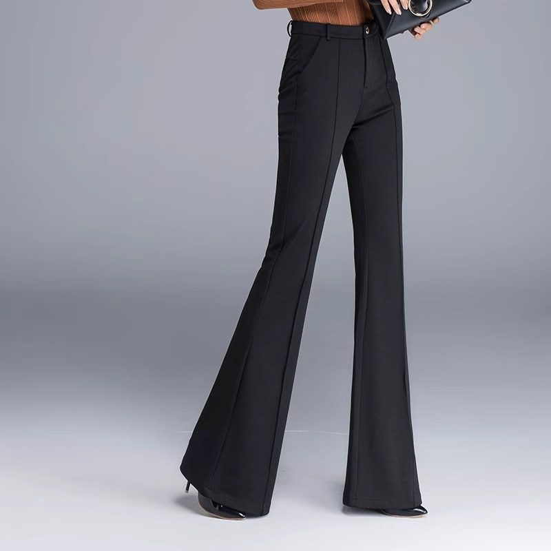 喇叭裤女春秋2025新款垂坠感休闲长裤高腰显瘦大码弹力微喇西装裤