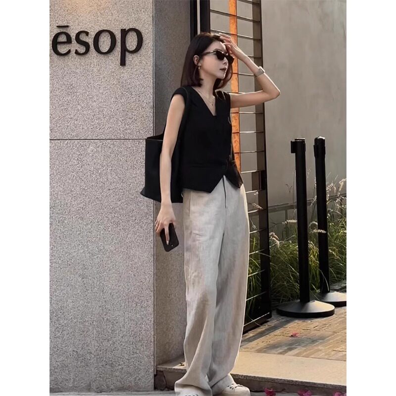 黑色西装马甲女夏季2026新款小个子无袖坎肩背心外穿短款马夹上衣