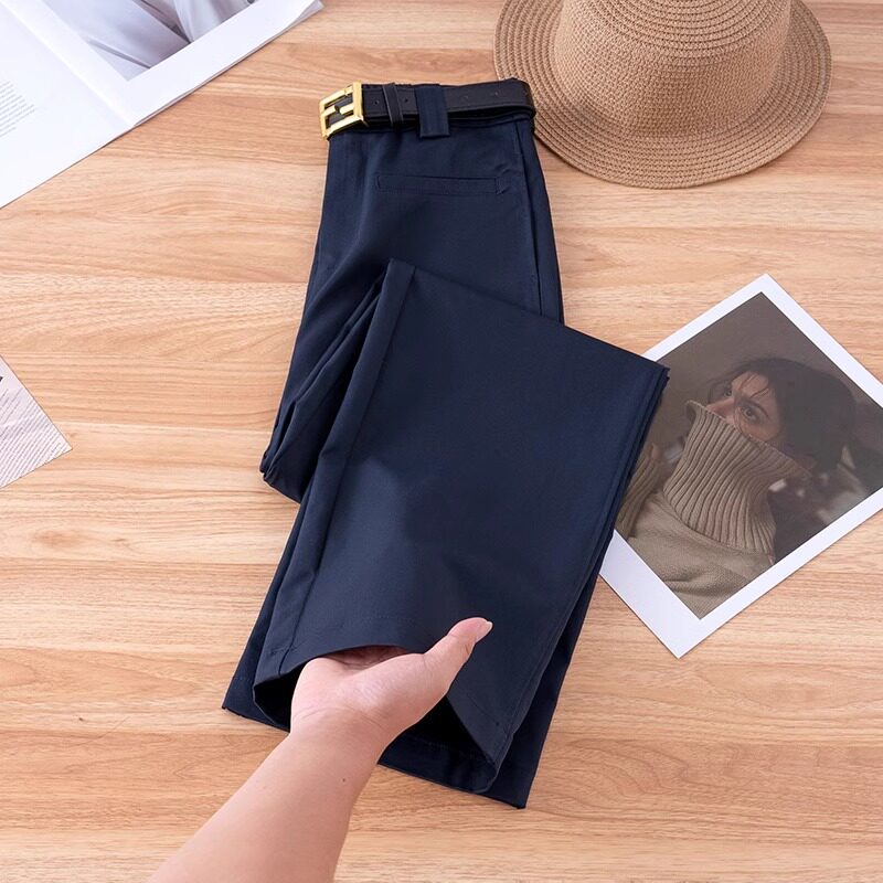 西装直筒裤女夏季薄款2025新款宽松显瘦休闲 裤高腰垂感窄版阔腿