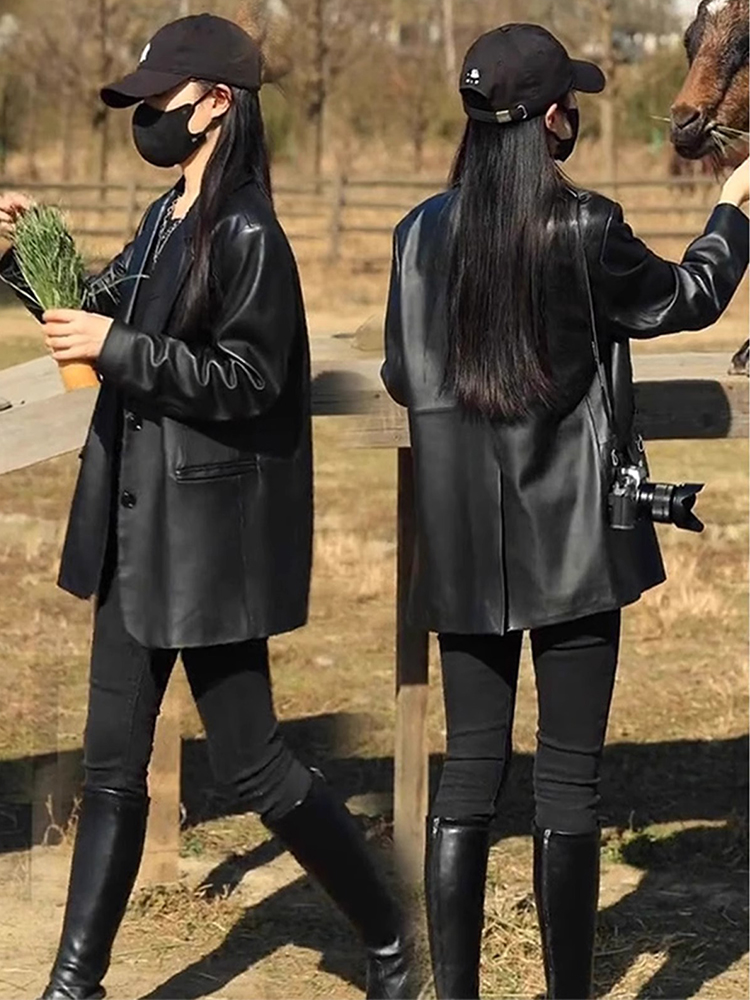 皮衣西装外套女春秋2025新款韩版时尚小个子高级感休闲小西服上衣