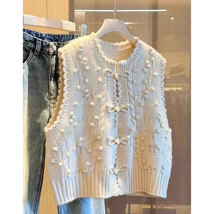 小香风针织马甲女春秋季2025新款外穿宽松短款小个子背心马夹上衣