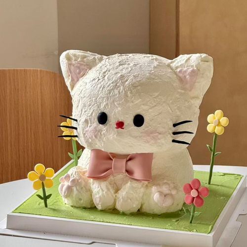 新款创意立体可爱棉花糖猫咪外星小猫jennie儿童男孩女孩生日蛋糕
