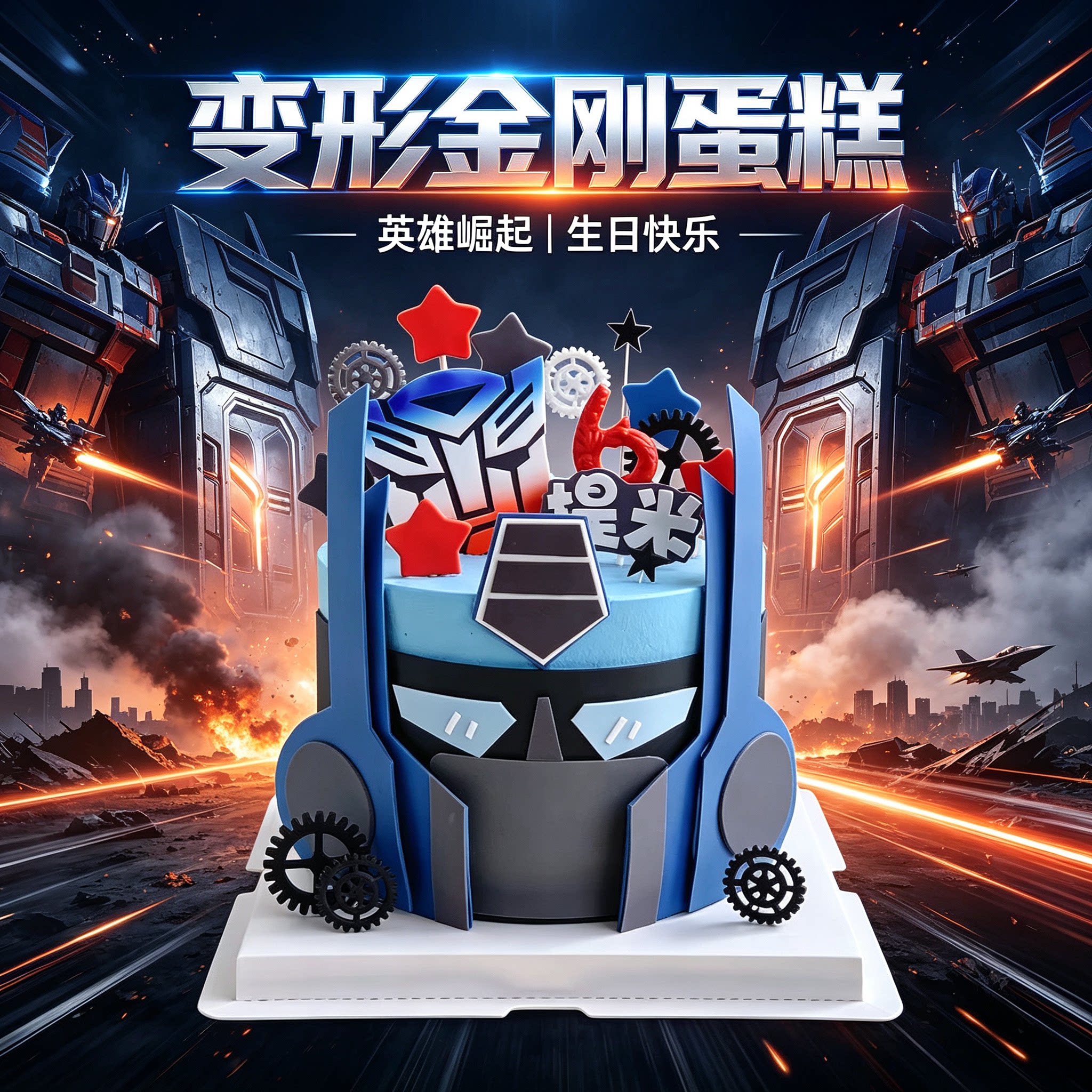 变形金刚大黄蜂擎天柱生日蛋糕