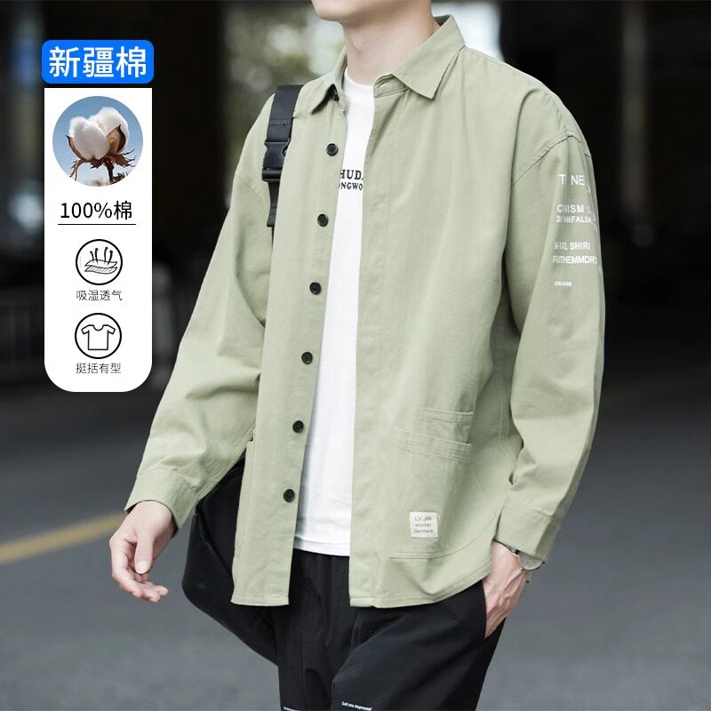 夏季薄款潮流男士工装夏天衬衣图片
