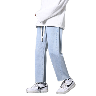 九分牛仔裤男士夏季2025潮牌水洗毛边直筒裤潮流百搭修身裤子男款