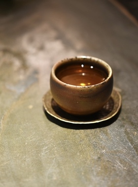 柴烧茶杯 台湾吴金维老师手工陶土主人圆茶杯博茶堂 陶瓷茶具包邮