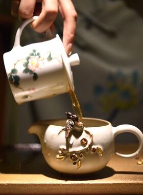 博茶堂定制款自慢堂手绘山茶花青瓷鉴定盖杯茶杯多款可选爆款包邮