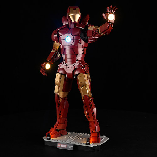 YEABRICKS LED灯饰适用76344钢铁侠 Mark 3 收藏版积木灯光组改件
