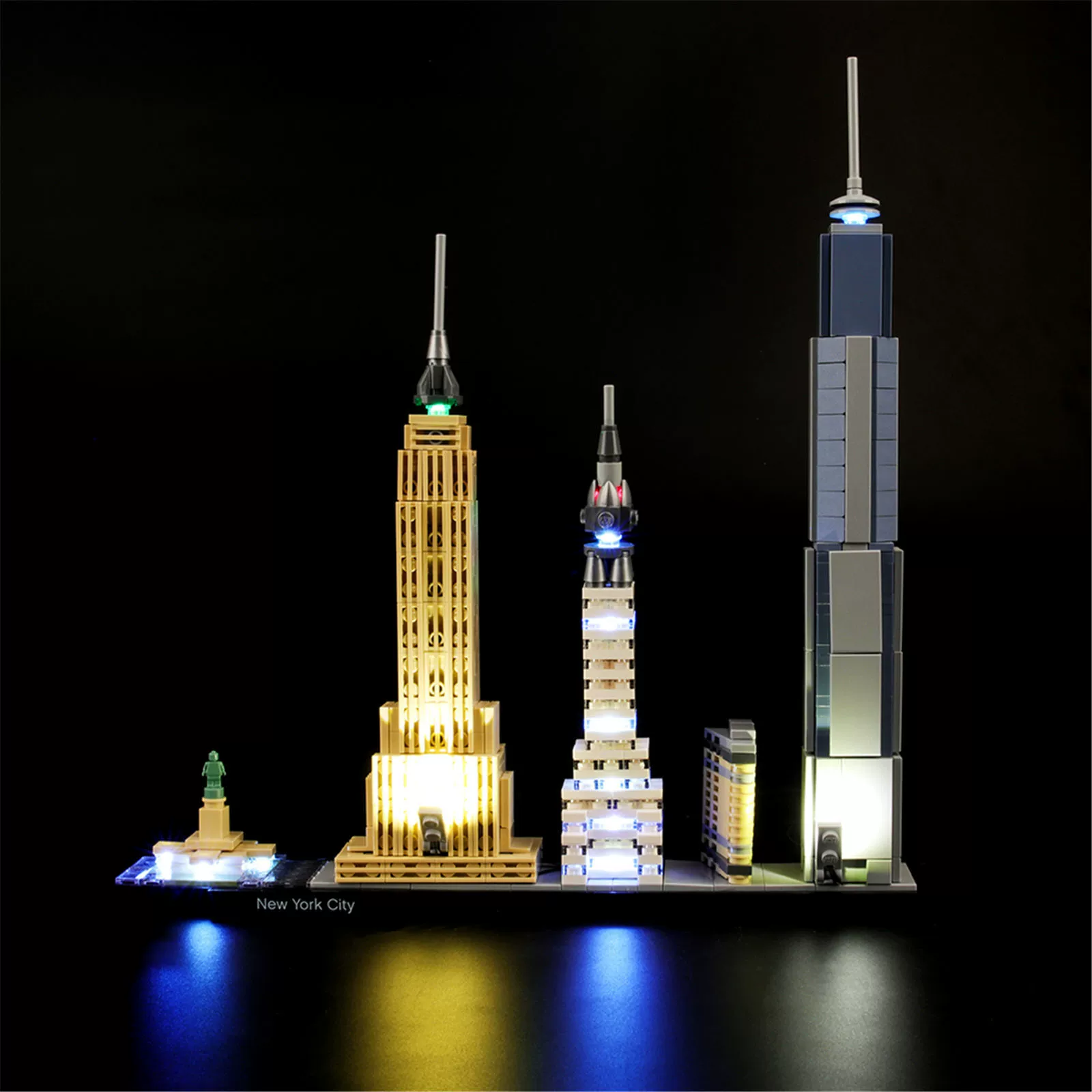 YEABRICKS LED灯饰适用乐高建筑21028纽约埃菲尔积木灯光成人改装