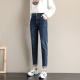 Эластичные джинсы, осенние штаны, высокая талия, оверсайз, свободный крой