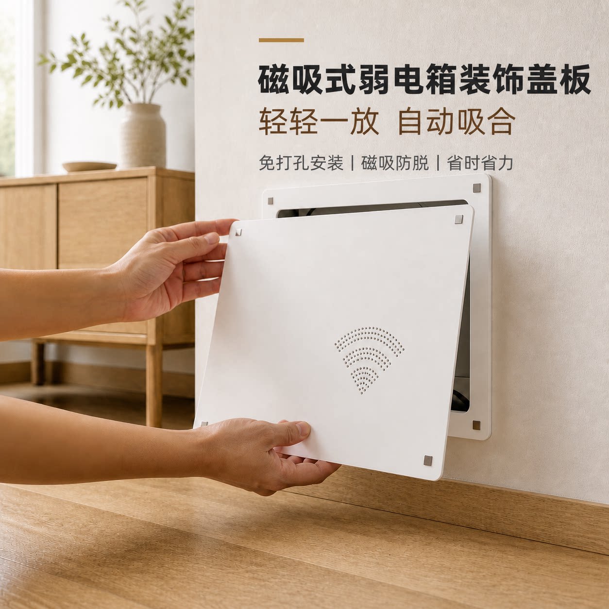 磁吸弱电箱盖板免打孔散热又美观图片