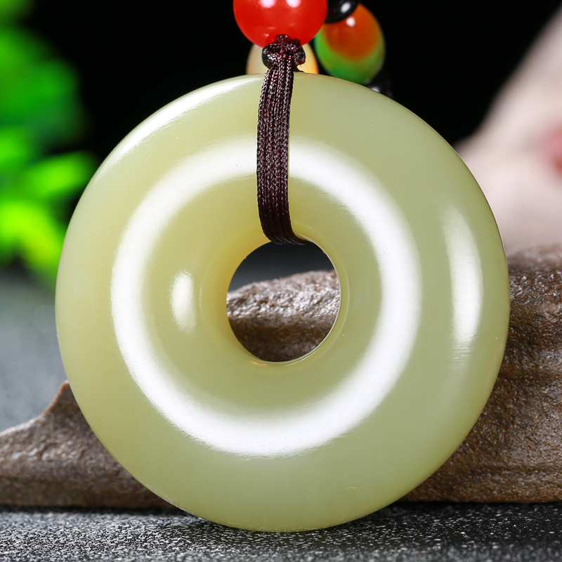 【久龙玉器超大号天然正品和田玉鸭蛋青平安扣和田玉平安扣70.27