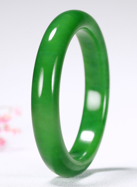 【久龙玉器】高端天然猫眼苹果绿和田玉碧玉手镯和田玉手镯56.61g