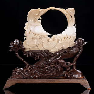 【久龙玉器】天然收藏级和田且末糖安居乐业摆件和田玉摆件435g