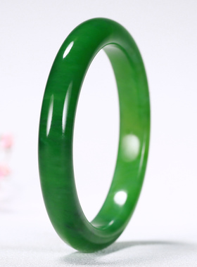 【久龙玉器】平安镯苹果绿7号坑和田玉碧玉手镯和田玉手镯37.74g