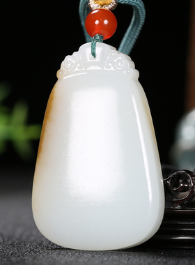 【久龙玉器】天然高白羊脂玉无暇和田与羊脂玉平安无事挂件49.12