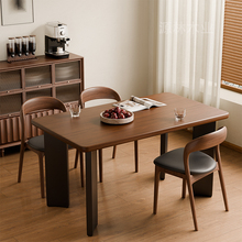 中古风北美黑胡桃木实木餐桌长方形原木大板桌客厅大长书桌工作台