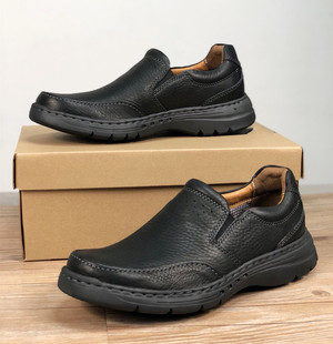 超轻发泡防滑底舒适品牌之一经典牛皮休闲男皮鞋手工缝线休闲男鞋