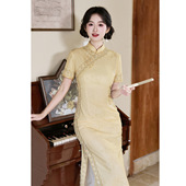 连衣裙2026新款 黄色旗袍女改良新中式 年轻款 早春国风素雅小个子