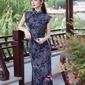 复古气质夏日常可穿长款 旗袍2026新款 改良扎染植绒 国风无袖 新中式