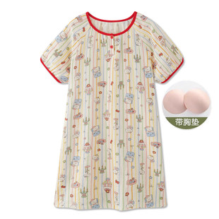 乳垫胸垫100%纯棉棉纱透气秋季纱布女士睡衣婴儿棉连衣裙睡裙全棉
