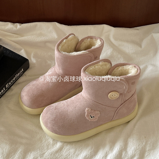 小卤球球冬季加绒雪地靴女款2025新款二棉鞋爆款板鞋加厚棉靴短靴