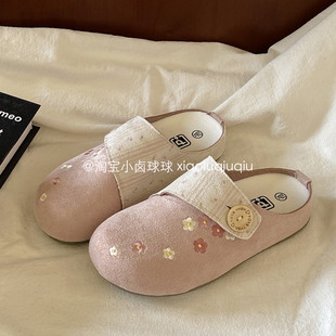 小卤球球韩系勃肯鞋半拖鞋女外穿春季2026新款一脚蹬懒人鞋包头拖