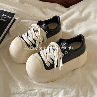 增高6CM~韩系休闲板鞋2026年新款鞋子百搭小众面包鞋厚底小白鞋