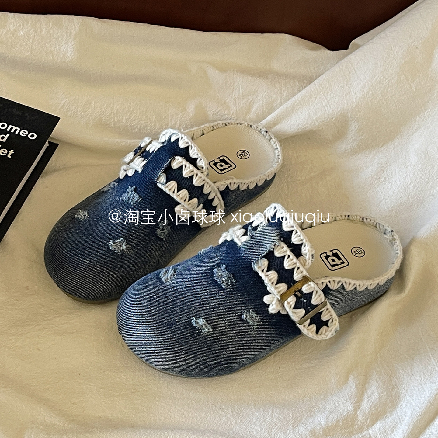 小卤球球牛仔布勃肯鞋半拖外穿一脚蹬懒人鞋子女鞋2026新款包头鞋,女鞋,勃肯鞋/软木鞋,淘宝优惠券,粉丝福利购,淘宝优惠卷