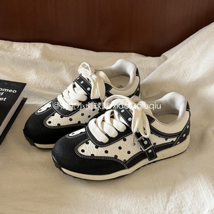 配阔腿裤 鞋 子女鞋 小卤球球 板鞋 厚底小白鞋 2026新款 运动休闲鞋