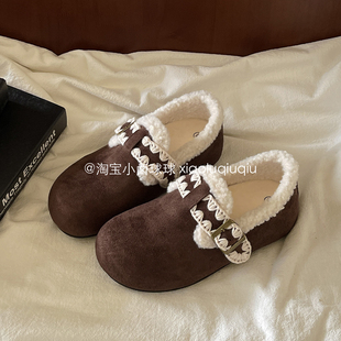 小卤球球爆款勃肯鞋毛绒2025新款冬季加绒二棉鞋一脚蹬女鞋休闲鞋