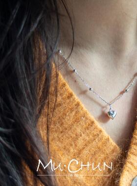沐椿s925纯银爱心项链女小众设计ins韩国简约精致锁骨链生日礼物