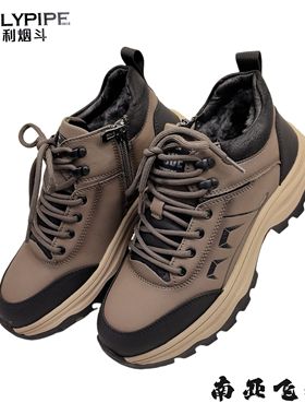 宾利烟斗男鞋2024冬季新款高帮厚底休闲潮鞋男棉鞋52768南亚飞狐