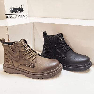 保罗老爷车男鞋2025冬季新款时尚百搭男棉鞋高帮休闲棉鞋26685