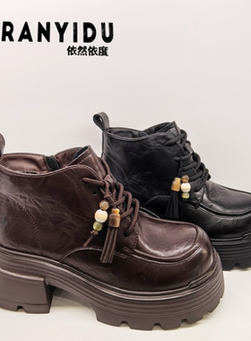 依然依度女鞋2025冬季新款时尚女棉鞋女短靴时装靴骑士靴81158-2