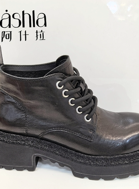 阿什拉女鞋2025冬季新款时尚女棉鞋高帮薄绒矮靴休闲棉鞋53333-9