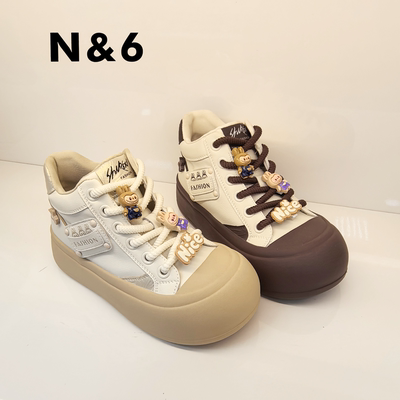 n 6女鞋2025秋季新款时尚休闲百搭女单鞋女休闲鞋高帮丑萌鞋5218