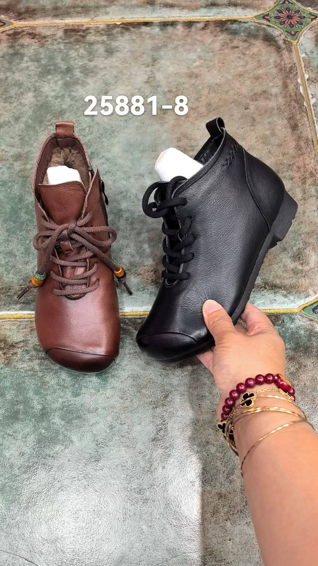 丽晨女鞋2025冬季新款时尚百搭女棉鞋加厚保暖民族风棉鞋25881-8