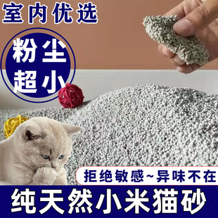小米砂膨润土10kg小细粒猫砂结团除臭大袋10斤微尘猫砂小颗粒猫砂