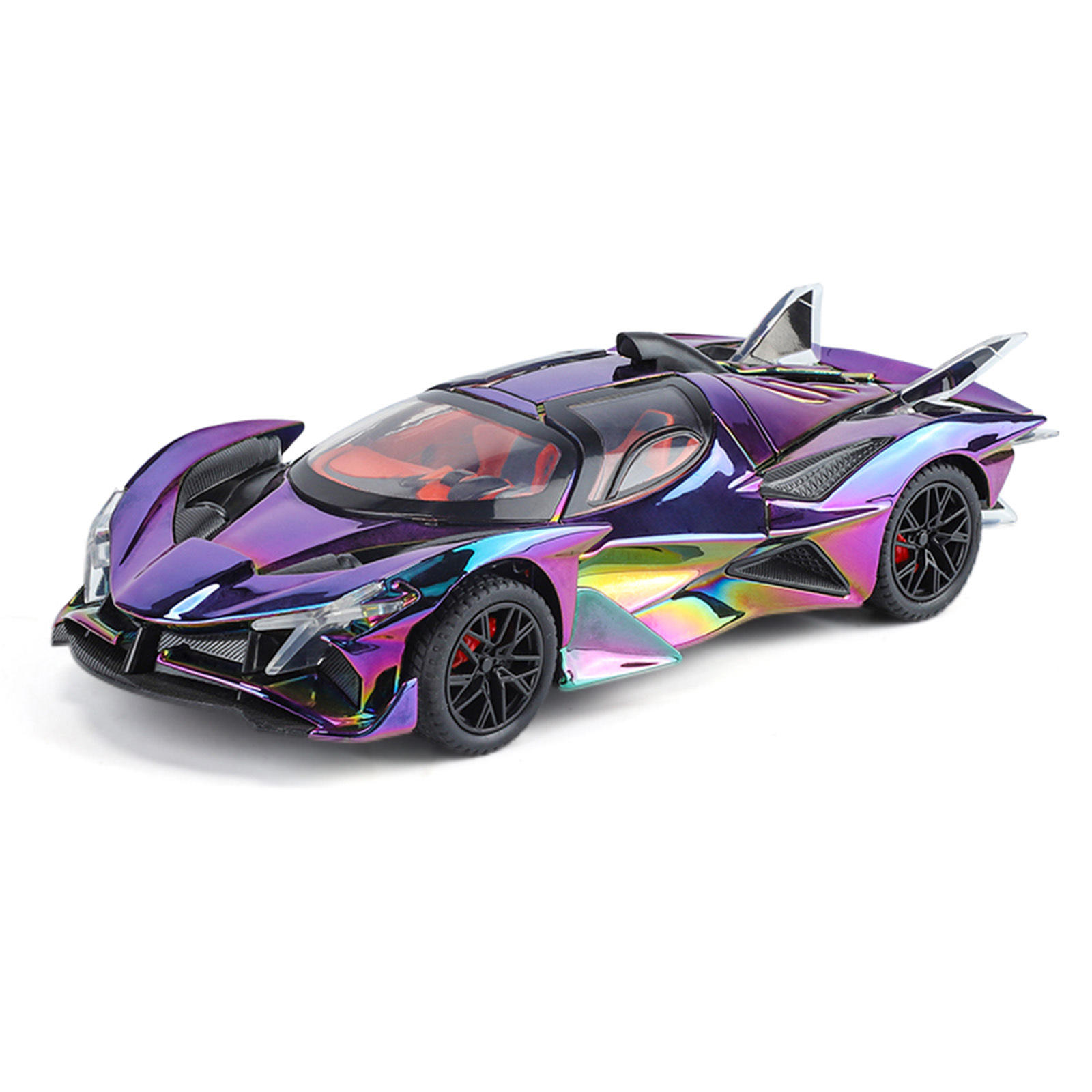 新款 1:24阿波罗EVO电镀版合金模型跑车摆件炫彩声光玩具抖音