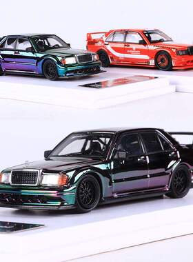 新款 DCM 1:64奔驰190E W201电镀改装仿真合金汽车模型收藏摆件
