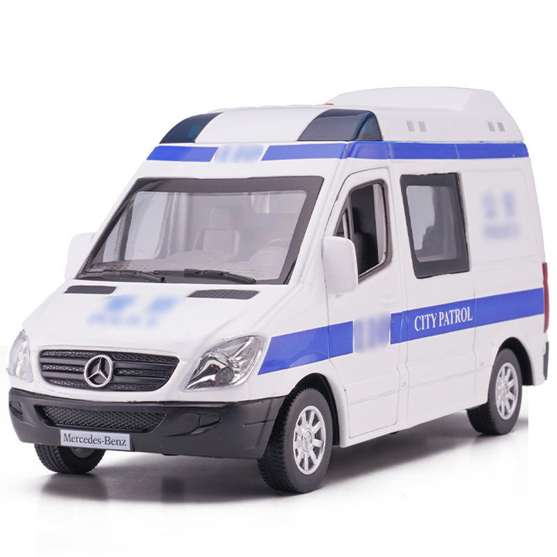 新款 奔驰公安车1/32仿真男孩声光合金汽车模型玩具
