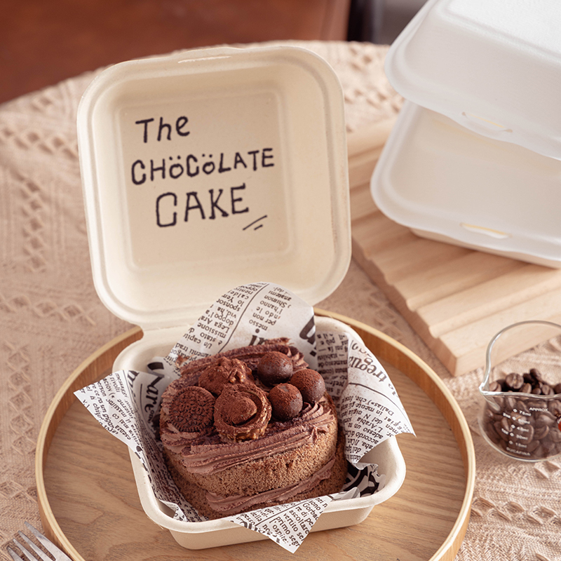 ins提拉米苏蛋糕盒手绘便当纸浆
