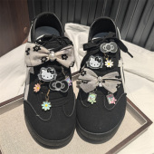 装 花高级感猫咪扣小雏菊挂件儿童鞋 饰配饰 带扣鞋 可爱网纱蝴蝶结鞋