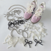 带扣女2个装 韩国新款 鞋 扣小香风网红同款 高亮珍珠蝴蝶结挂饰鞋