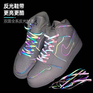 适配AJ1AF1二次元 带 黑白3M炫彩高亮镭射变色龙1970全息反光男女鞋